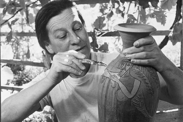 Marguerite Friedlaender-Wildenhain decorating a pot, cropped, photo by Otto Hagel, provided by permission from Stewards of the Coast and Redwoods
